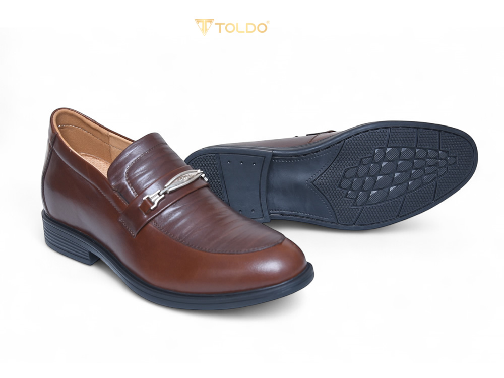 Giày lười cao 8cm da thật đế khâu